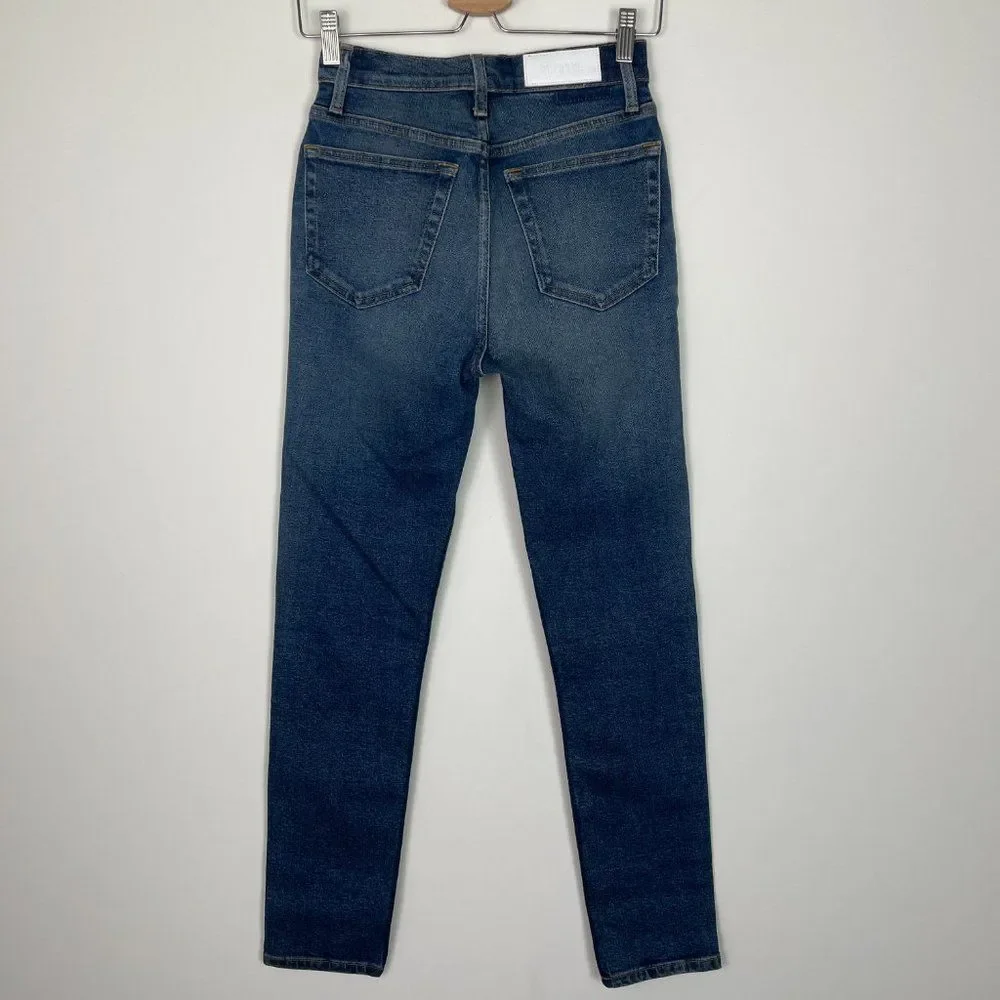 Re/Done Revolve Originals 90s High Rise Ankle Crop Button Fly Jean Dark Wash 25